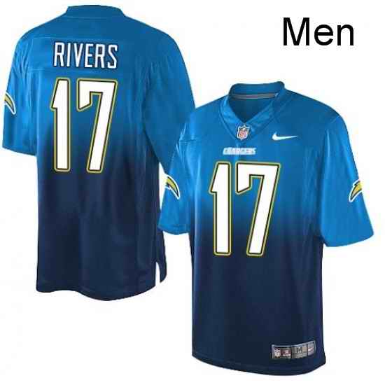 Men Nike Los Angeles Chargers 17 Philip Rivers Elite Electric BlueNavy Fadeaway NFL Jersey